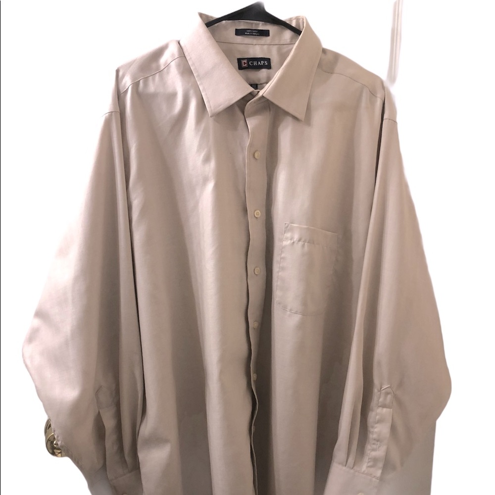 Chaps tan button down shirt EUC